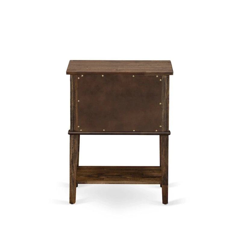 East West Furniture Ensemble de lit Queen Size – Cadre de lit marron avec tête de lit et petite table de chevet – Pieds finition noire (options de table d'appoint)