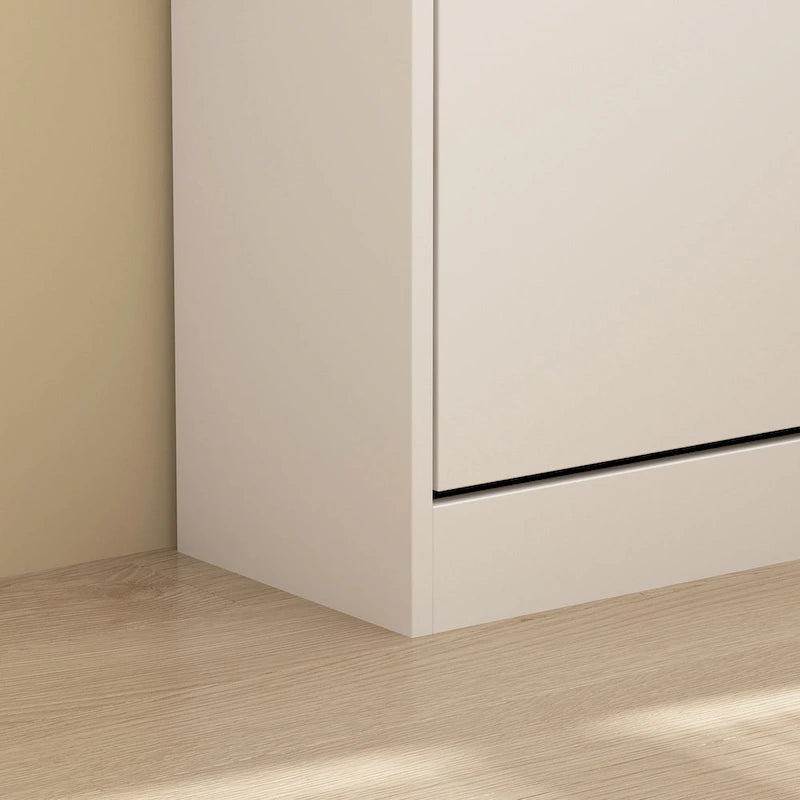 Meuble à chaussures pour entrée, blanc, étroit, avec abattants