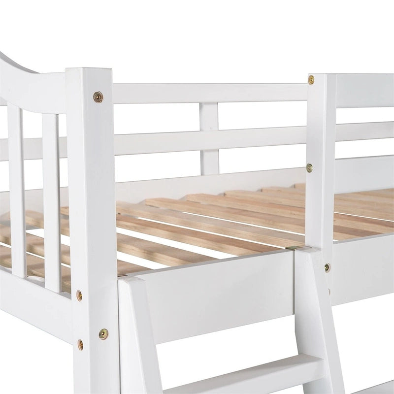 Lit mezzanine double Merax avec tiroirs, armoire, étagères et bureau