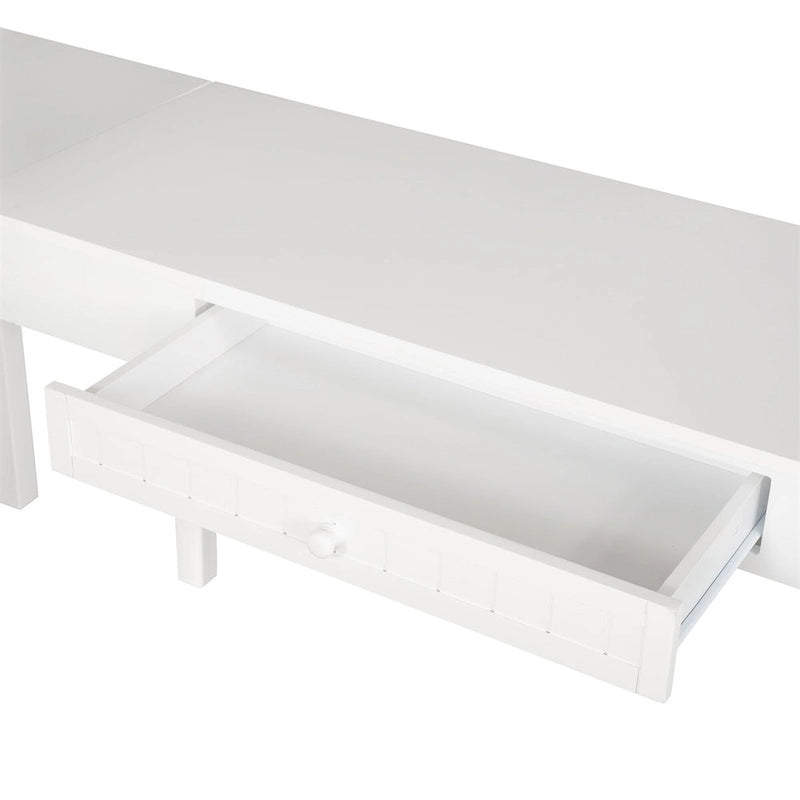 Lit mezzanine double Merax avec tiroirs, armoire, étagères et bureau