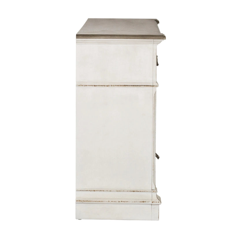 Commode et miroir The Gray Barn Abbey Park marron vieilli et blanc antique