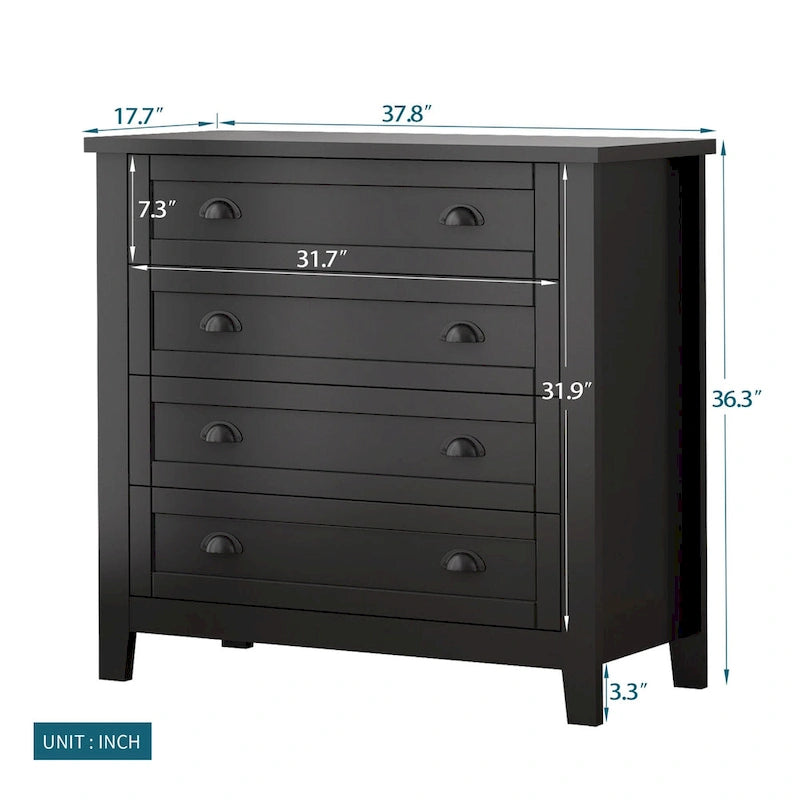 Commode, Armoire de chambre à coucher avec poignées rétro en forme de coquille