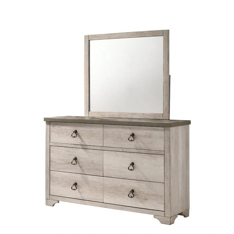 Parure de chambre 5 pièces avec tête de lit panneaux en bois flotté rustique Anallese