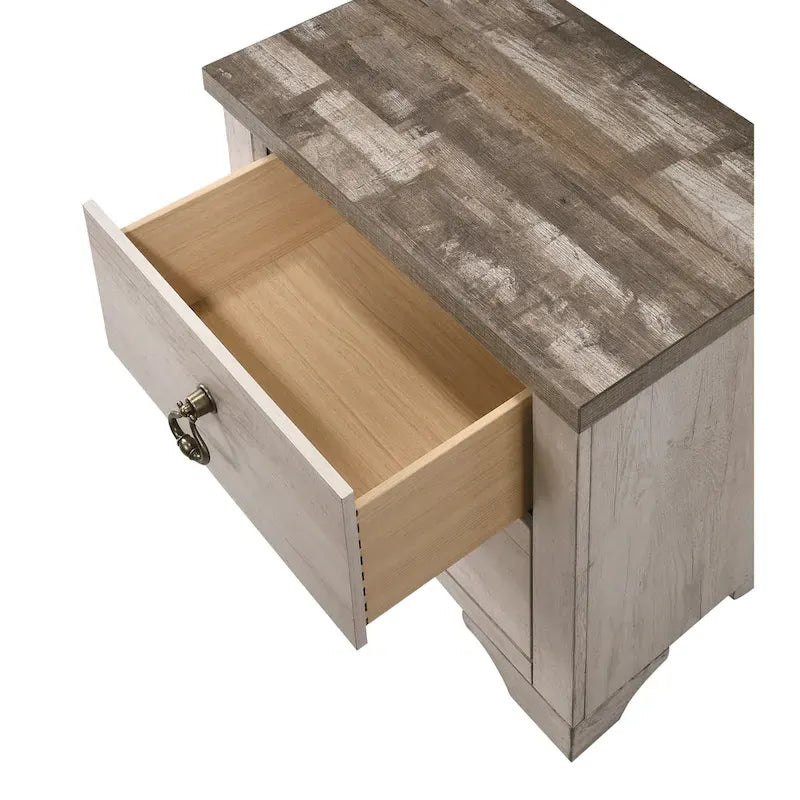 Parure de chambre 5 pièces avec tête de lit panneaux en bois flotté rustique Anallese