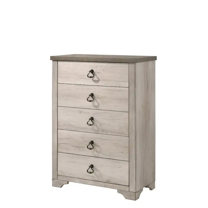 Parure de chambre 5 pièces avec tête de lit panneaux en bois flotté rustique Anallese
