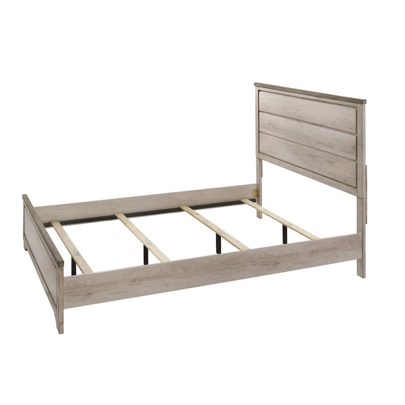 Parure de chambre 5 pièces avec tête de lit panneaux en bois flotté rustique Anallese