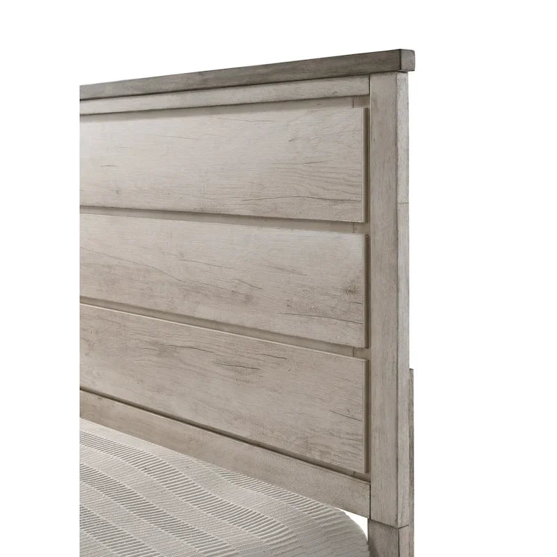 Parure de chambre 5 pièces avec tête de lit panneaux en bois flotté rustique Anallese