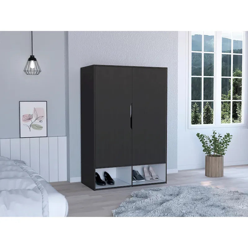 Armoire double rose FM Furniture avec tringle