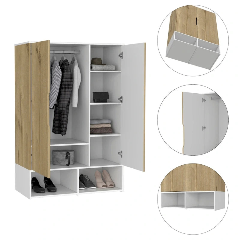 Armoire double rose FM Furniture avec tringle