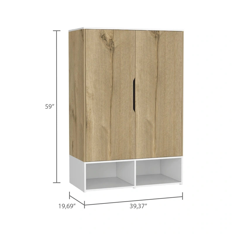 Armoire double rose FM Furniture avec tringle