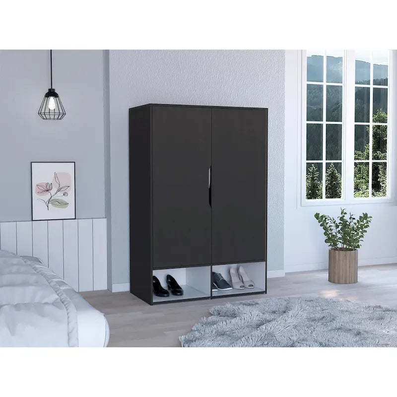 Armoire double rose FM Furniture avec tringle