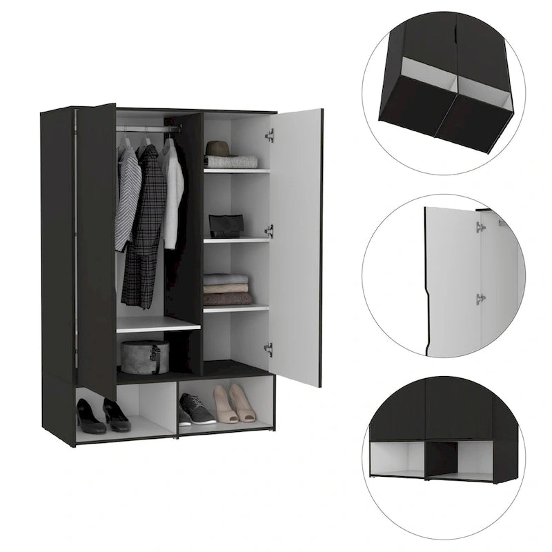 Armoire double rose FM Furniture avec tringle