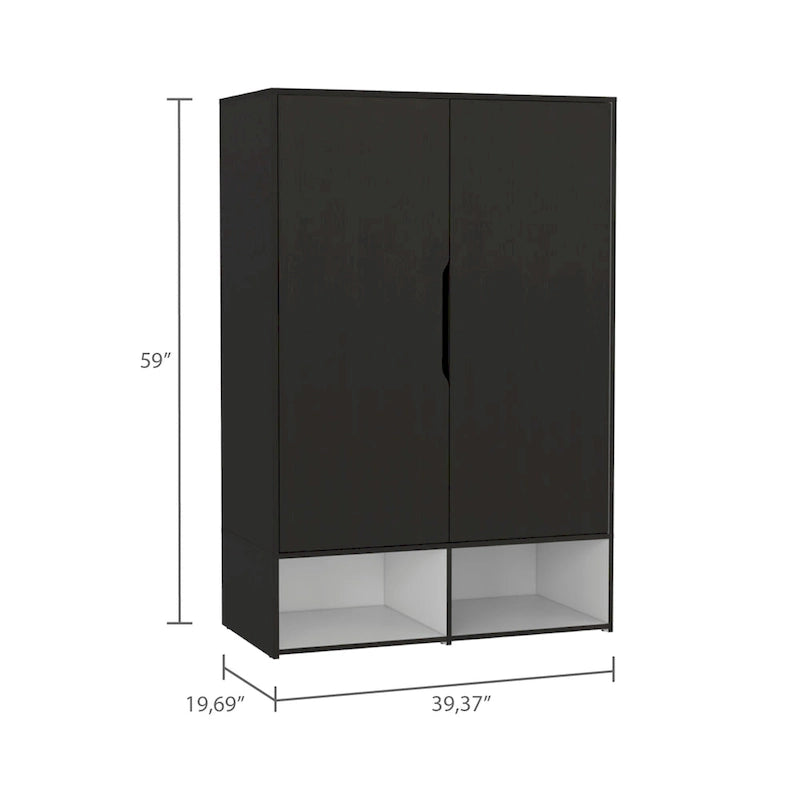Armoire double rose FM Furniture avec tringle