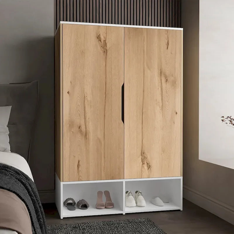 Armoire double rose FM Furniture avec tringle