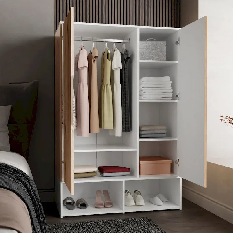 Armoire double rose FM Furniture avec tringle