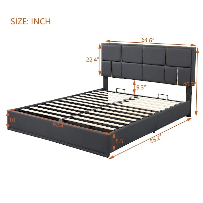 Ensembles de chambre à coucher 2 pièces, lit plateforme tapissé de taille Queen