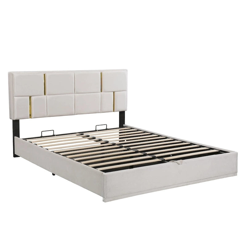 Ensembles de chambre à coucher 2 pièces, lit plateforme tapissé de taille Queen