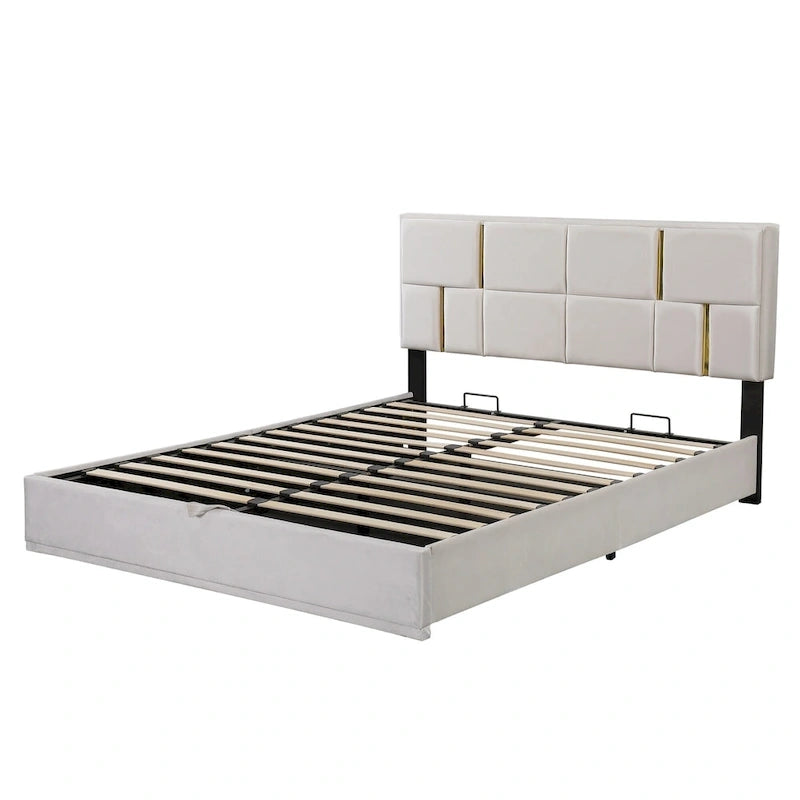 Ensembles de chambre à coucher 2 pièces, lit plateforme tapissé de taille Queen