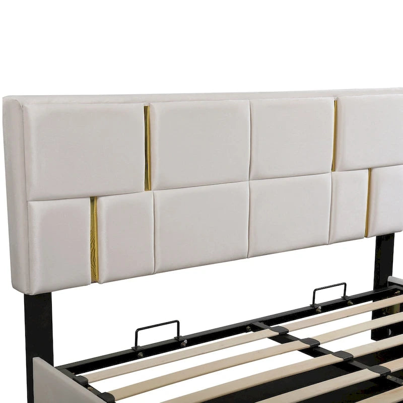 Ensembles de chambre à coucher 2 pièces, lit plateforme tapissé de taille Queen
