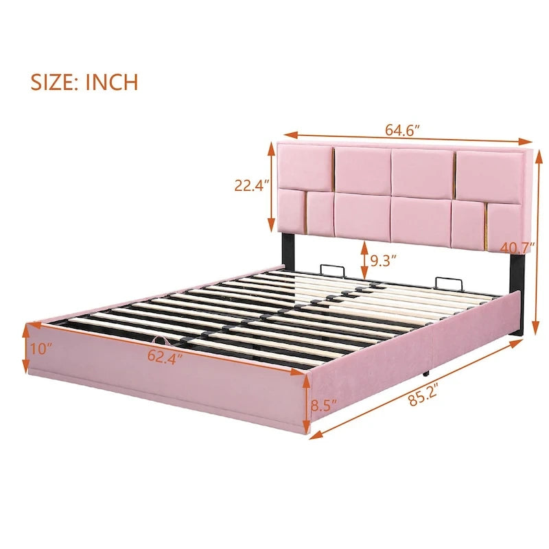 Ensembles de chambre à coucher 2 pièces, lit plateforme tapissé de taille Queen
