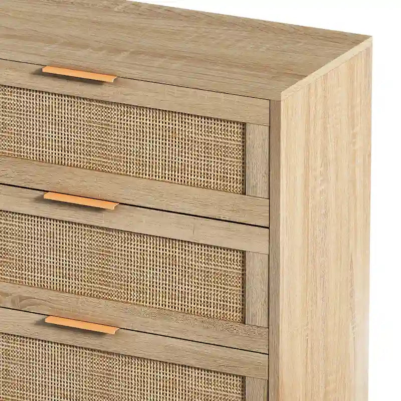 51.186-Commode de rangement en rotin à tiroirs