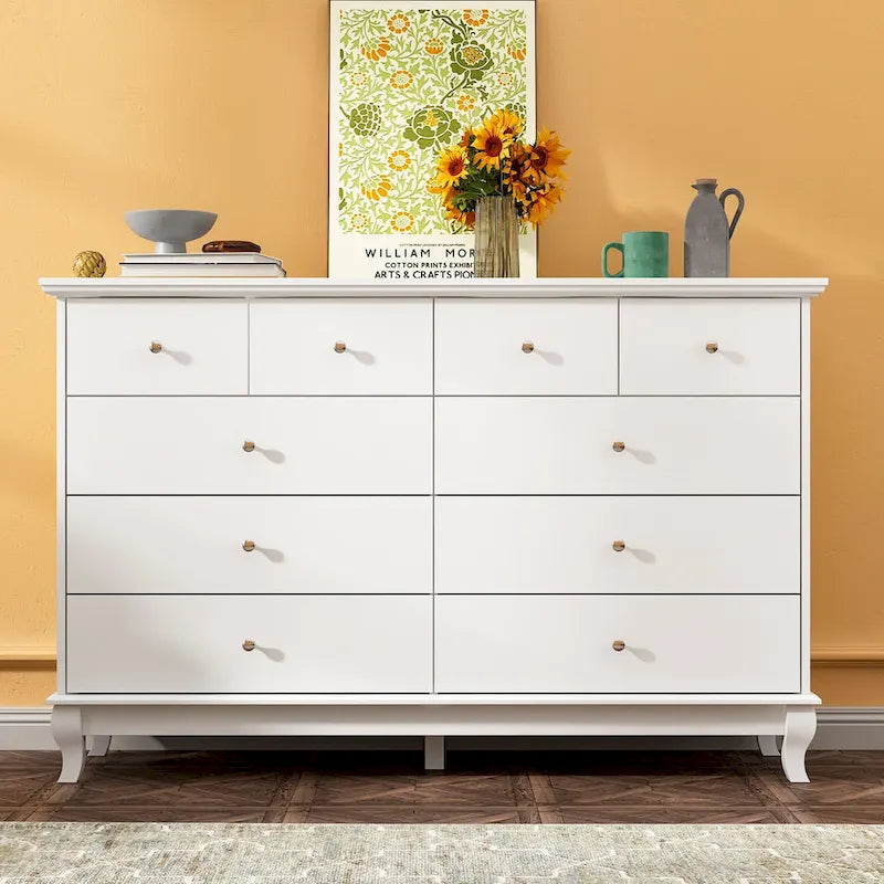 Commode laquée 55.1 po (140 cm) de largeur, coffre de rangement, commode de chambre à coucher