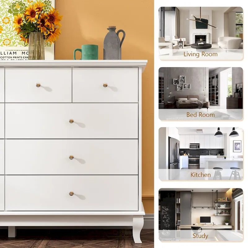 Commode laquée 55.1 po (140 cm) de largeur, coffre de rangement, commode de chambre à coucher