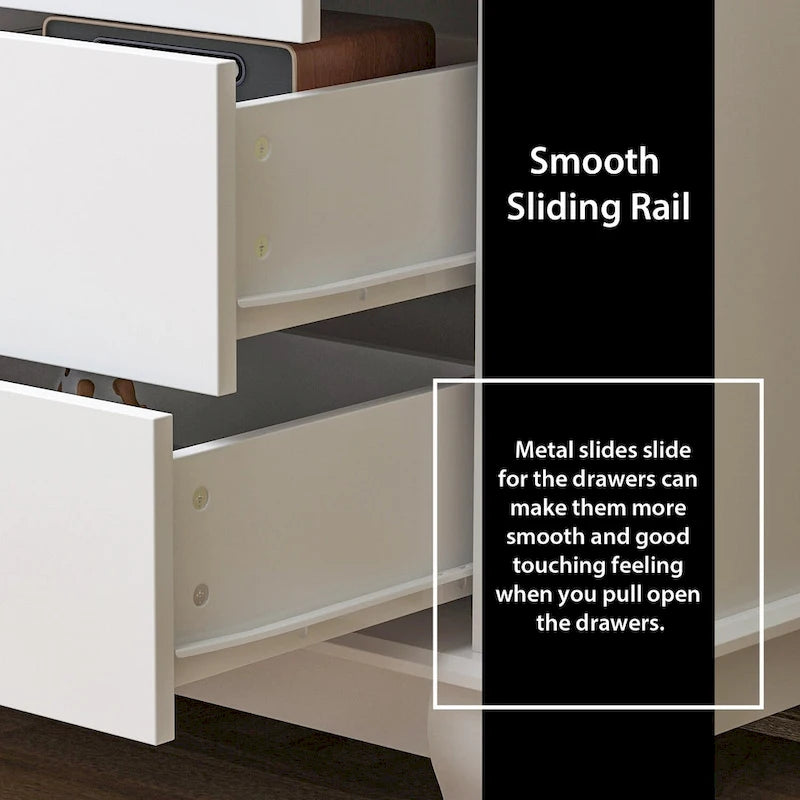 Commode laquée 55.1 po (140 cm) de largeur, coffre de rangement, commode de chambre à coucher