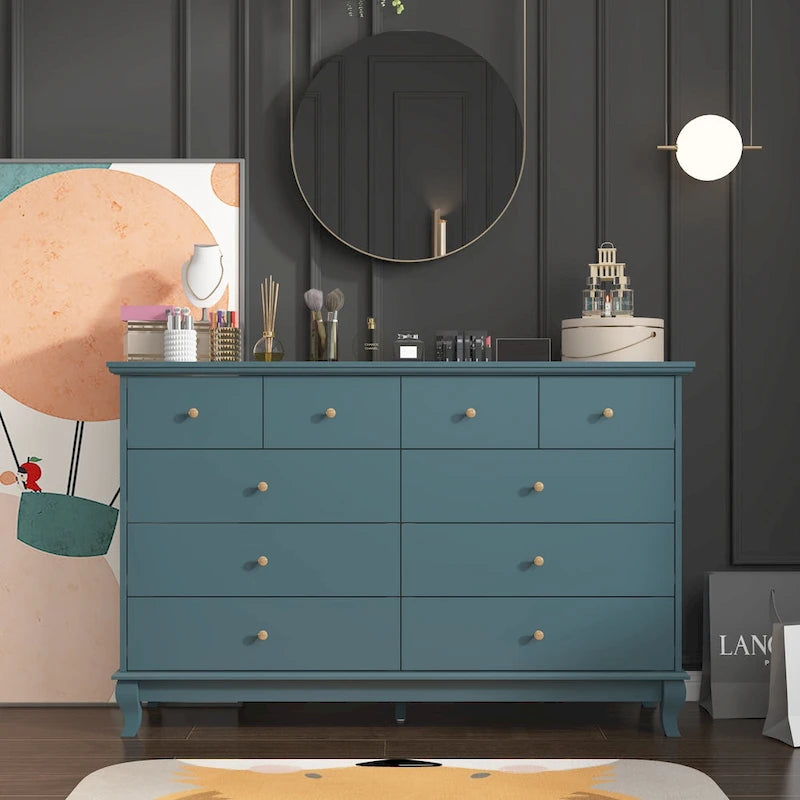 Commode laquée 55.1 po (140 cm) de largeur, coffre de rangement, commode de chambre à coucher