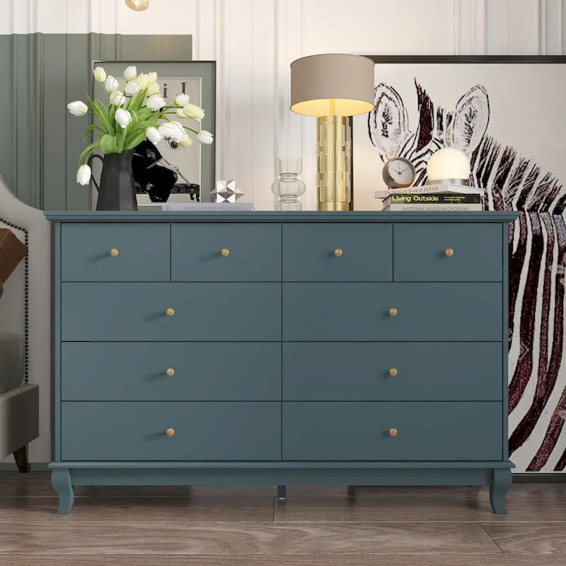 Commode laquée 55.1 po (140 cm) de largeur, coffre de rangement, commode de chambre à coucher
