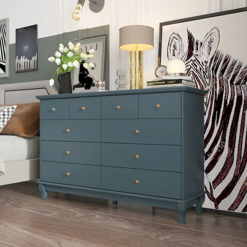 Commode laquée 55.1 po (140 cm) de largeur, coffre de rangement, commode de chambre à coucher