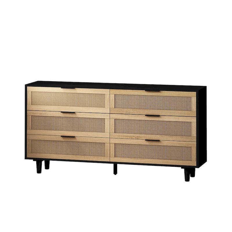 59.066-Commode de rangement en rotin avec tiroirs, pour chambre à coucher, salon, noir