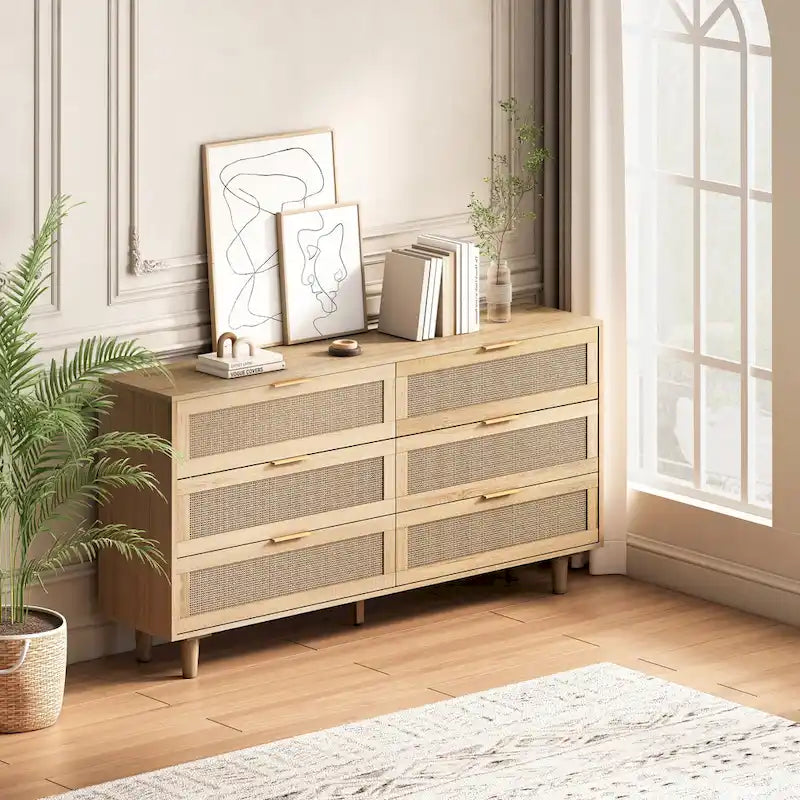 59.066-Commode de rangement en rotin avec tiroirs, pour chambre à coucher, salon, noir