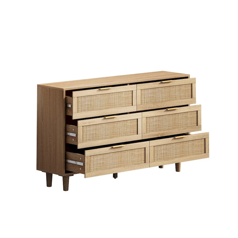 59.066-Commode de rangement en rotin avec tiroirs, pour chambre à coucher, salon, noir