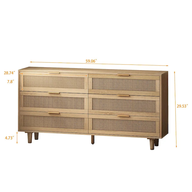 59.066-Commode de rangement en rotin avec tiroirs, pour chambre à coucher, salon, noir