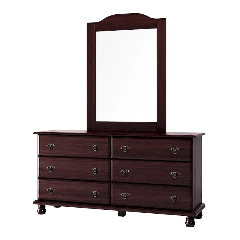 Commode traditionnelle Palace Imports 100 % en bois massif Kyle 6 tiroirs avec miroir en option