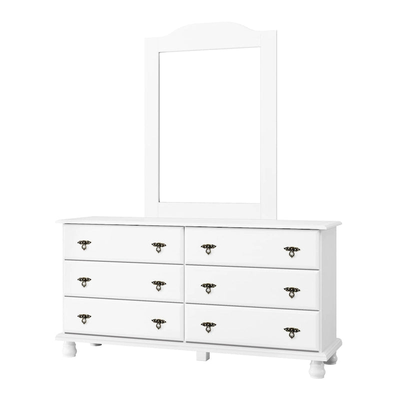 Commode traditionnelle Palace Imports 100 % en bois massif Kyle 6 tiroirs avec miroir en option