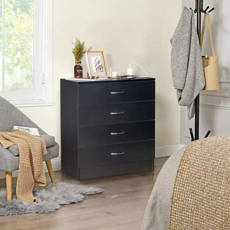 Commode de chevet à 4 tiroirs avec USB