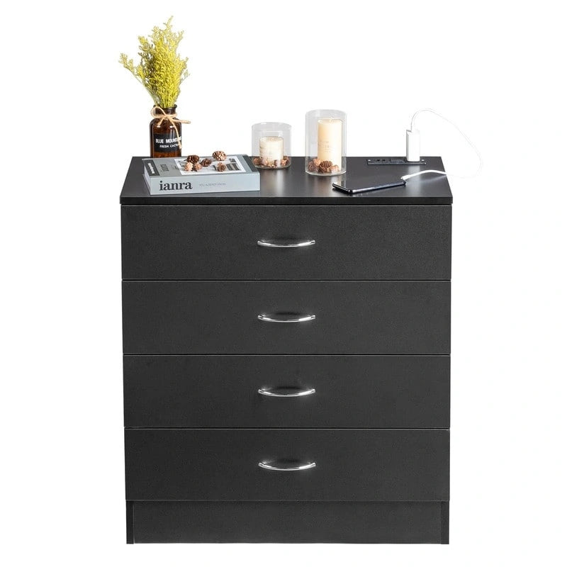 Commode de chevet à 4 tiroirs avec USB