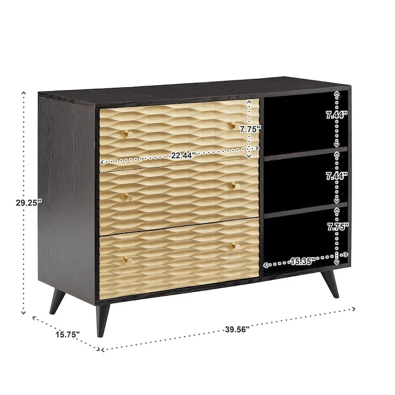 Commode d'appoint à 3 tiroirs deux tons Icarus par iNSPIRE Q Bold