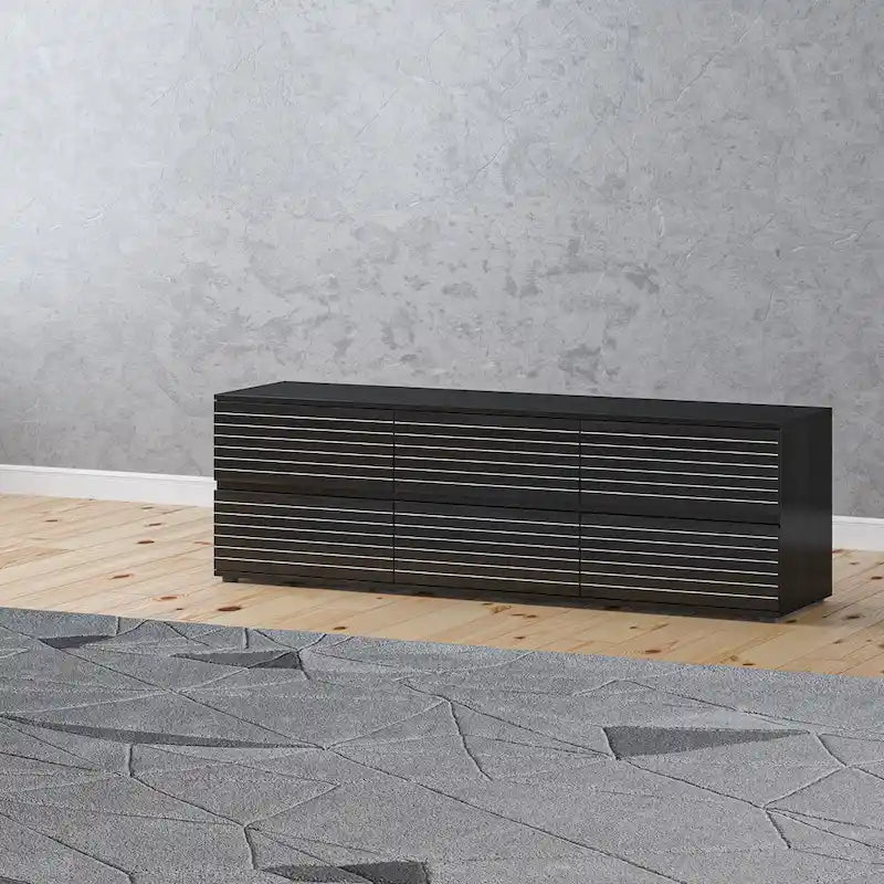 Commode polyvalente / Meuble TV 6 tiroirs - Noir et blanc