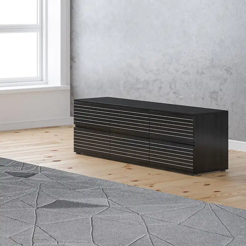 Commode polyvalente / Meuble TV 6 tiroirs - Noir et blanc