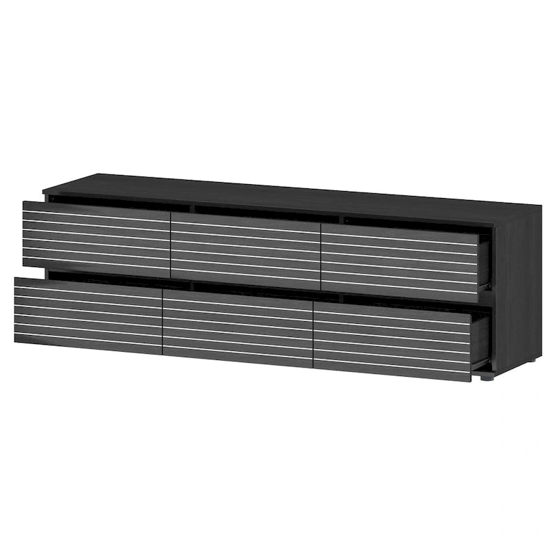 Commode polyvalente / Meuble TV 6 tiroirs - Noir et blanc