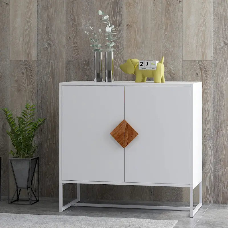 CUSchoice Solid wood square shape handle 2 doors sideboard
