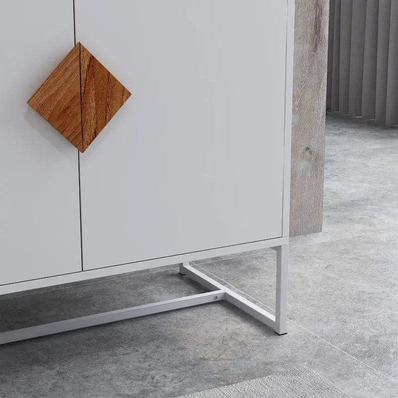 CUSchoice Buffet en bois massif avec poignées carrées, 2 portes