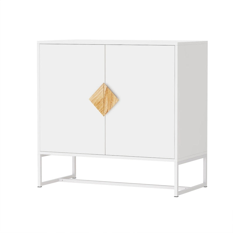 CUSchoice Buffet en bois massif avec poignées carrées, 2 portes