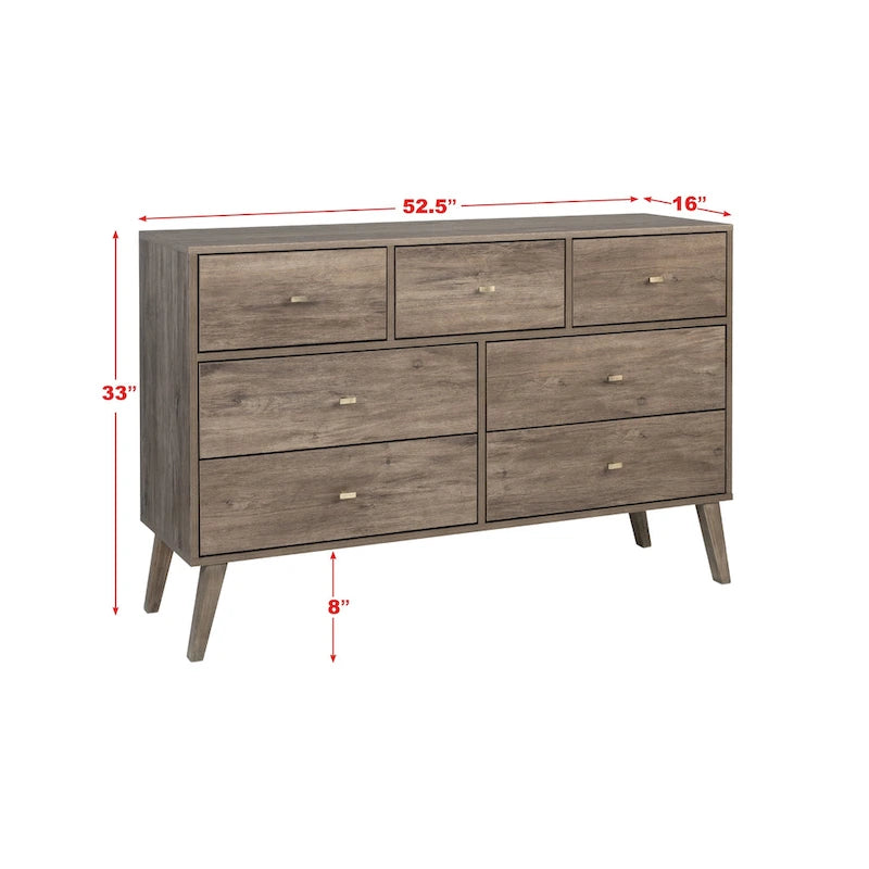 Commode à 7 tiroirs Prepac Milo de style Mid-Century