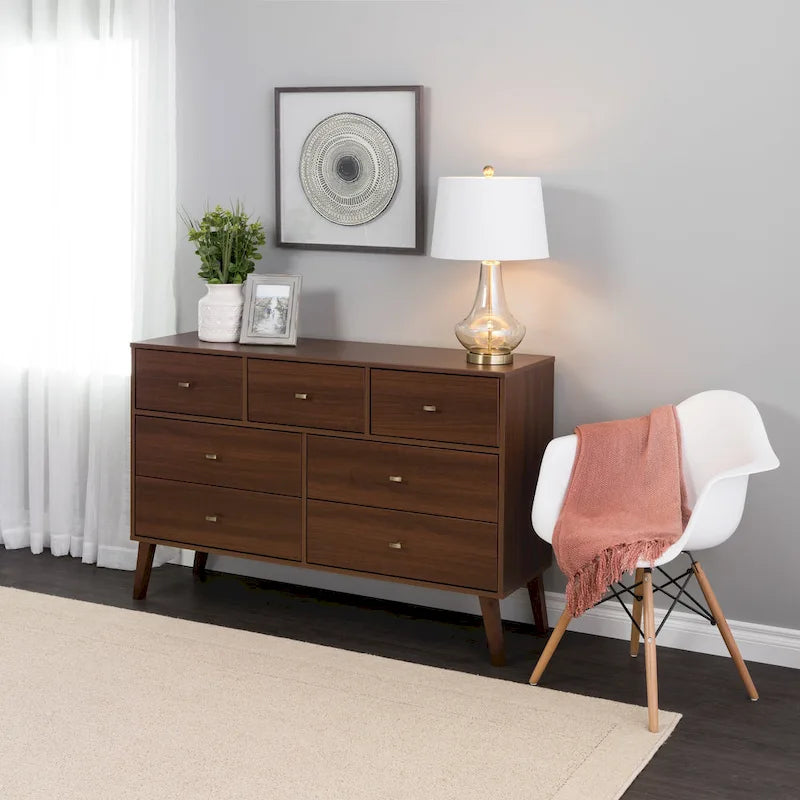Commode à 7 tiroirs Prepac Milo de style Mid-Century