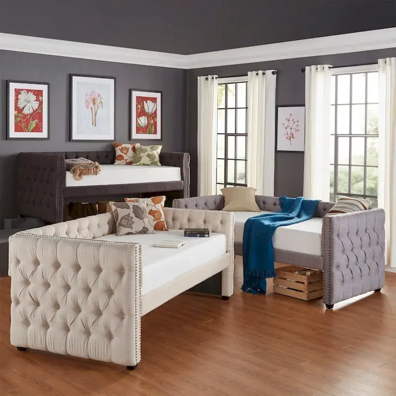Lit de repos capitonné Knightsbridge Twin Tufted Nailhead par iNSPIRE Q Artisan