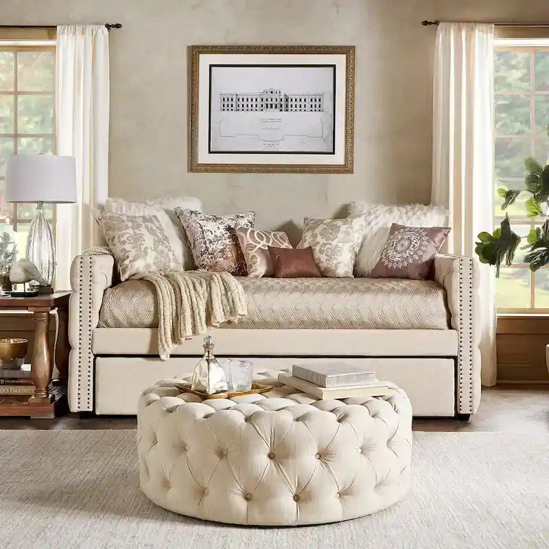 Lit de repos capitonné Knightsbridge Twin Tufted Nailhead par iNSPIRE Q Artisan